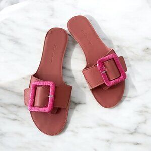 DEFINERY Pink Leather Slide Sandals Size 39 / US 9
